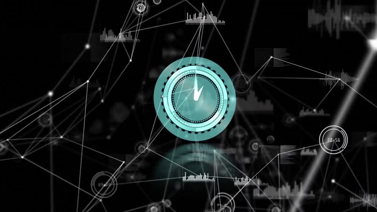 Animation of network of connections over clock moving fast