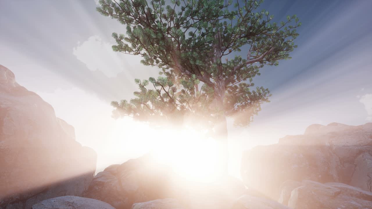 나무들을 가로지르는  ⁇ 빛