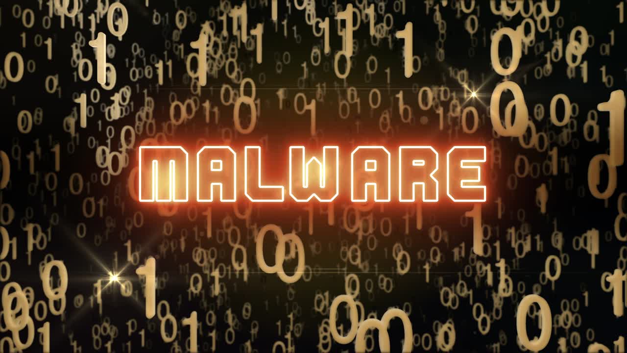 Golden Malware concept with digital code