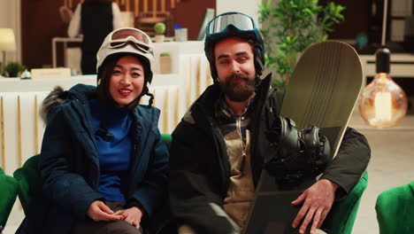 pov of couple chatting on videocall
