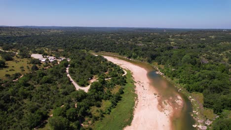 Aerial-footage-of-Reimer's-Ranch-Park-located-at-23610-Hamilton-Pool-Rd,-Dripping-Springs,-TX-78620