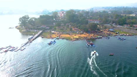 patratu dam tourist place and water sports activities aerial view