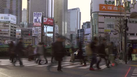 slow shutter of a pedestrian crossing in tokyo