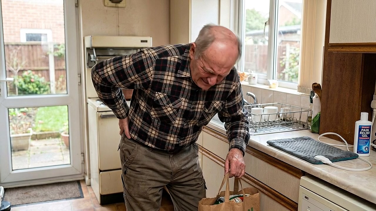 Senior Man Suffering From Back Pain in Kitchen