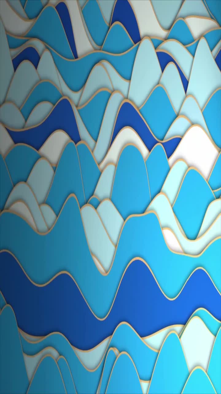 Loop continuo di strati astratti blu ondulati con linee dorate