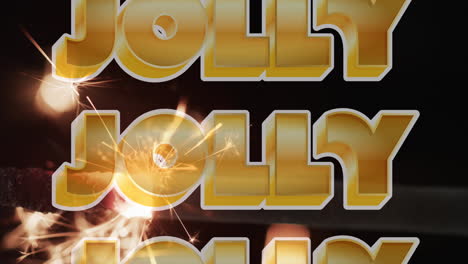 animation of jolly text over lit sparkler on black background