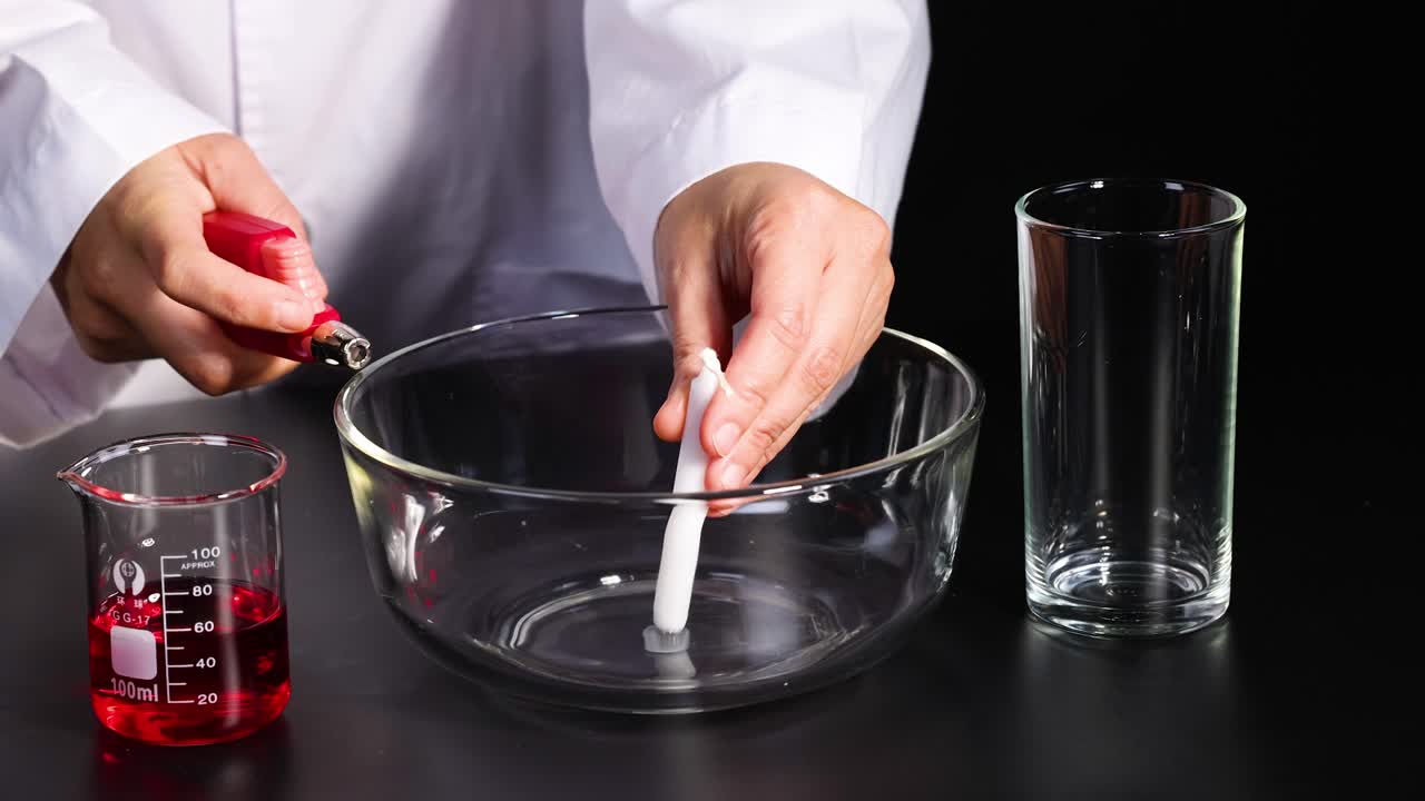 experimento de vela en un entorno de laboratorio