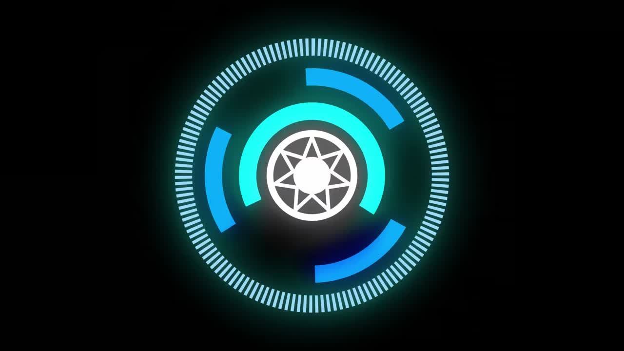 Animation of circular scope scanning with concentric hexagons moving behind on black