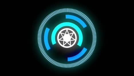 animación de escaneo de alcance circular con hexágonos concéntricos que se mueven detrás en negro
