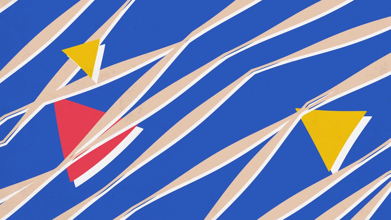 Abstrakter blauer Hintergrund mit bewegten Linien und geometrischen Dreiecken