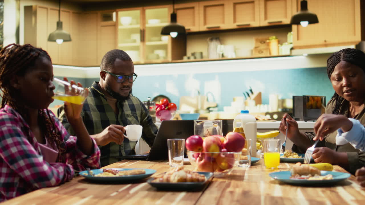 Family Breakfast in a Modern Kitchen