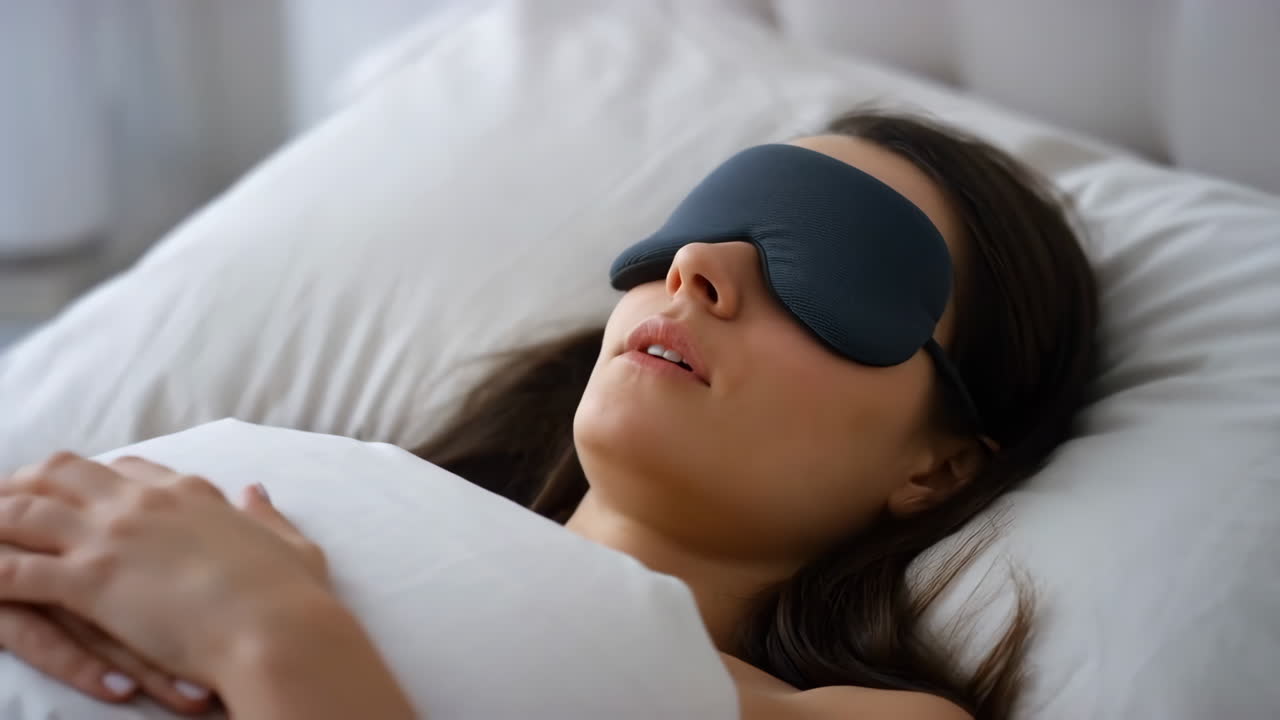Woman Sleeping Peacefully with a Sleep Mask