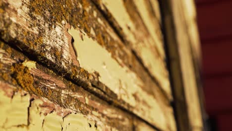 Cinematic-shot-of-elements-of-the-walls-of-a-wooden-old-village-house