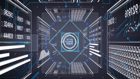 Animation-of-scope-and-data-processing-over-computer-circuit-board