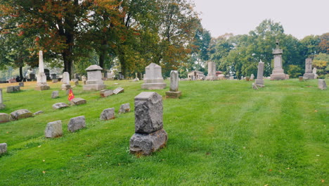 american cemetery on autumn day