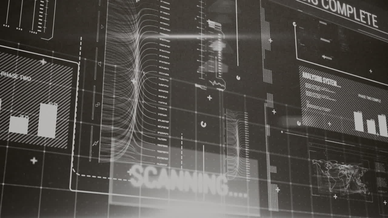 분석 텍스트의 애니메이션과 회색 배경의 데이터 처리