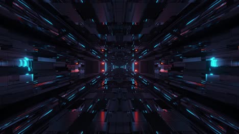 ilustración 3d fondo de movimiento vj bucles con futurista ciencia ficción hangar túnel pasillo con buenos reflejos y atmósfera oscura, ciencia ficción 3d renderización en vivo papel tapiz obras de arte club visuales bucles