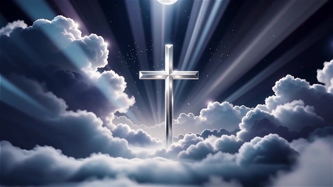 Christian Cross Heavenly Light Worship Background