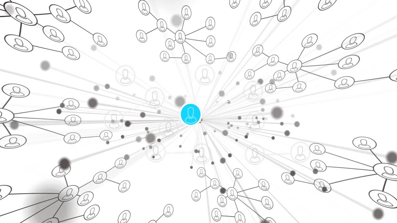 animación de la red de conexiones con los iconos de las personas sobre fondo blanco