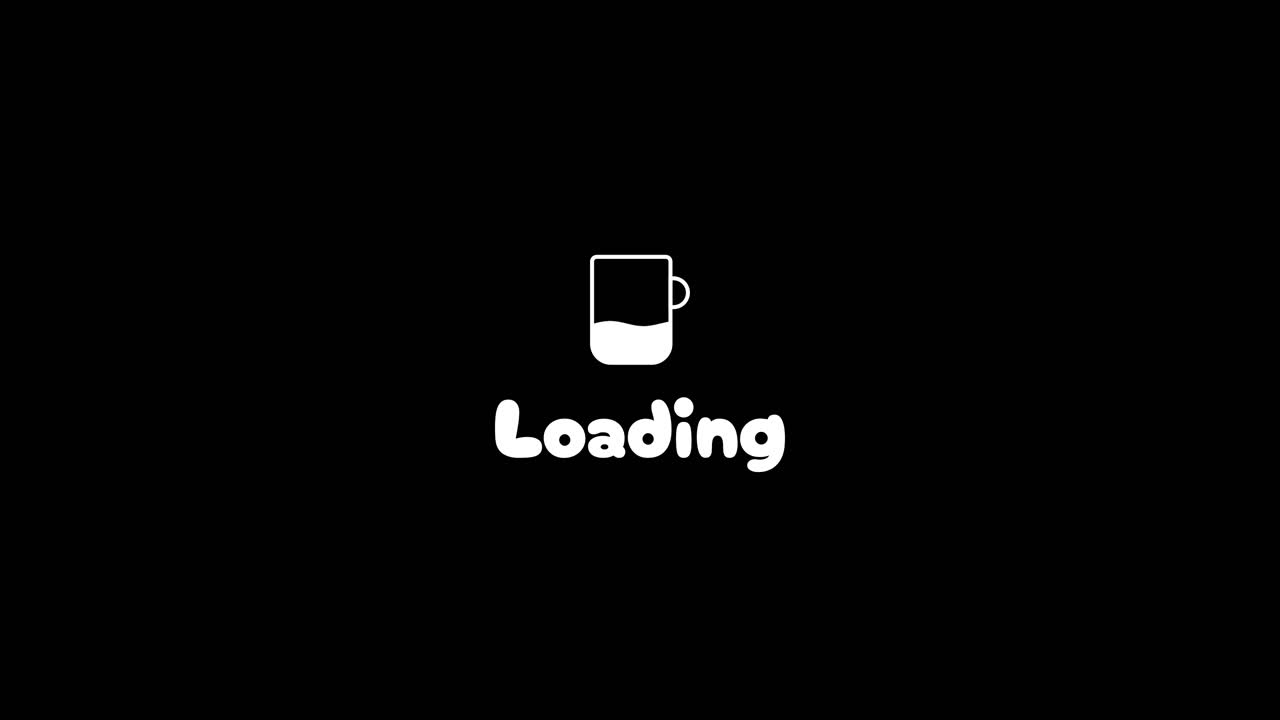 Loading Animation with Filling Mug Icon on Black Background