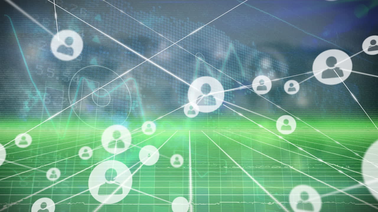 데이터 처리에 대한 아이콘으로 연결 네트워크의 애니메이션