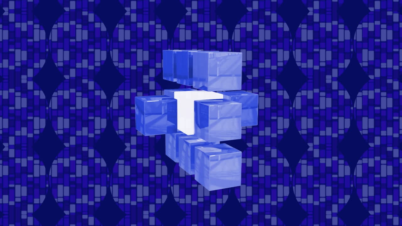 Animation of moving shapes on blue background