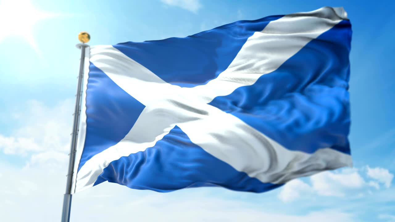 스코틀랜드 발의 3d 렌더링 영상: 아름다운 섬유 천 줄이 흔들리고