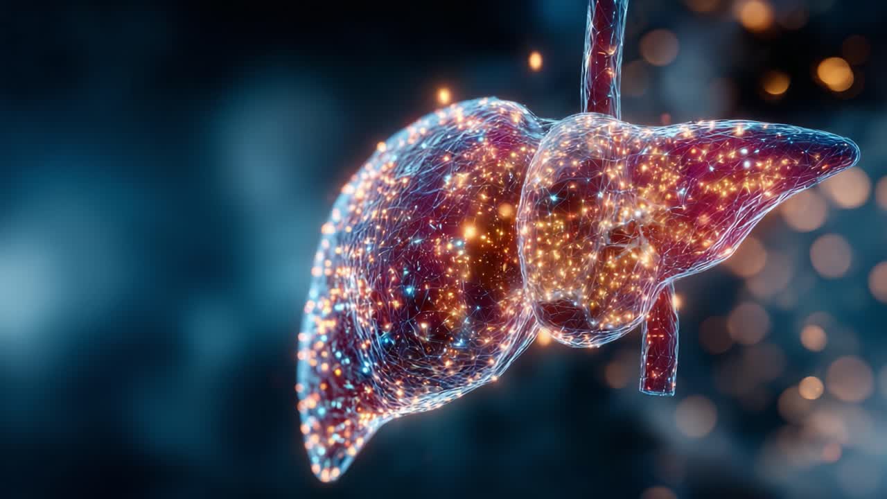A Stunning Visualization of a Liver: Exploring the Intricate Features and Functions of the Human Organ Through Captivating Light and Color Effects