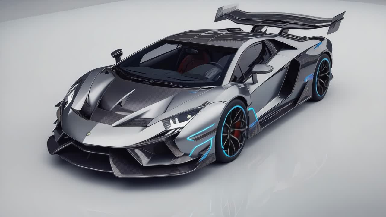 Futuristic Silver Sports Car with Blue Accents