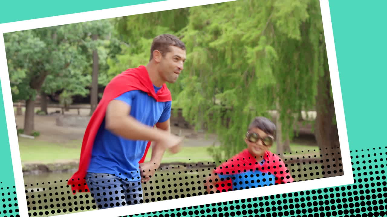 papá y su hijo jugando a los superhéroes