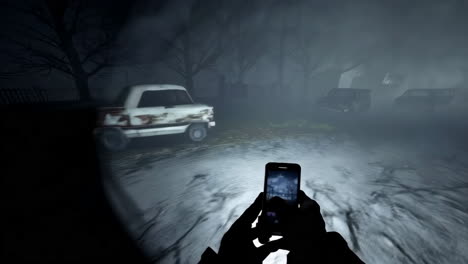 night horror in an abandoned street