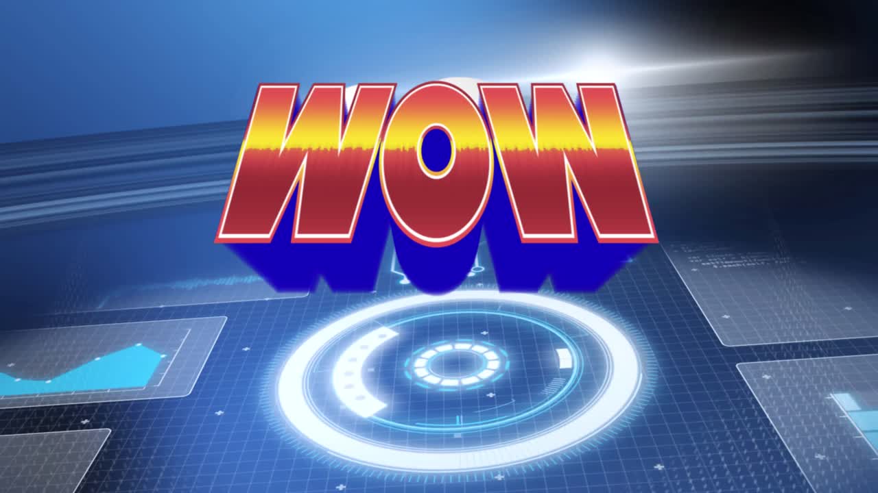 animación de wow en el espacio abstracto digital con círculo de carga