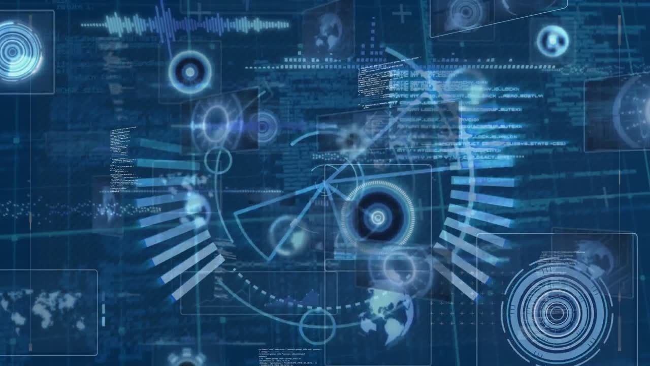 animación del escaneo del alcance sobre el procesamiento de datos sobre fondo negro