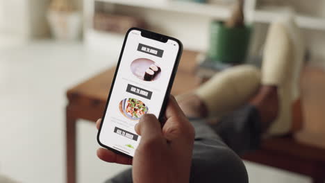 Hands-with-phone-with-food-order-app