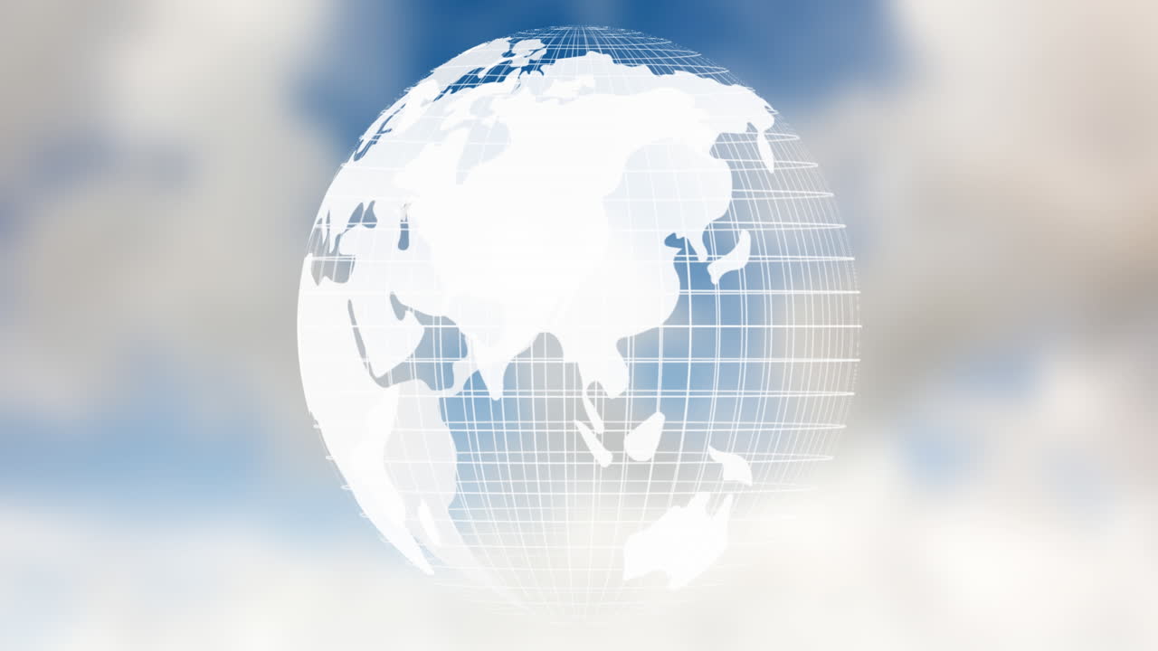 구름 위에서 회전하는 지구의 애니메이션