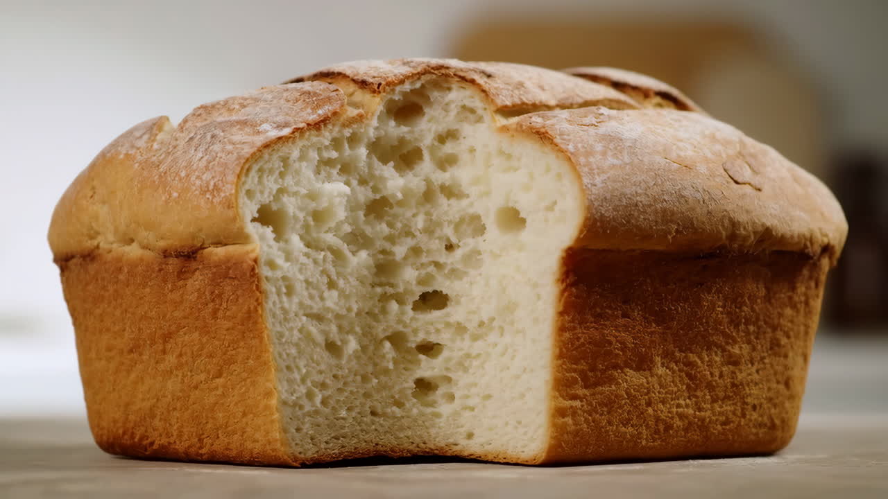 Close Up of a Sliced Loaf of Fresh White Bread