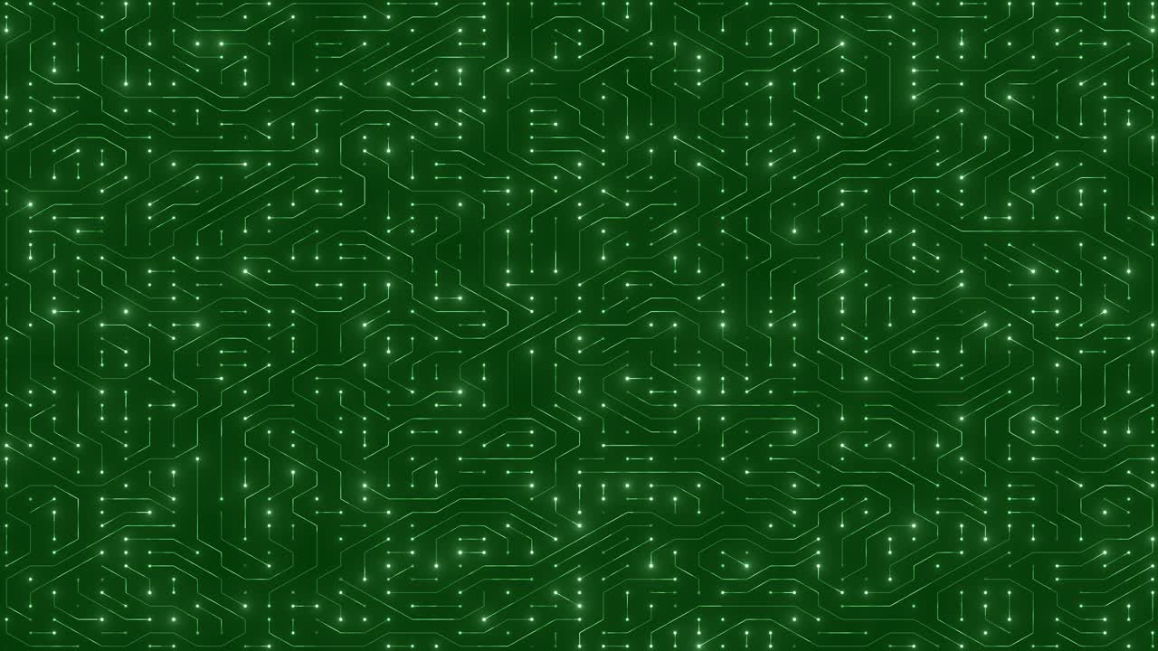 Circuit Board with moving electrons. Abstract electronic blue circuit board background. Artificial intelligence