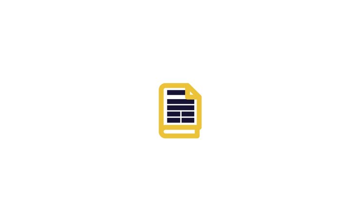 Icona animata di un file documento che si riempie di testo