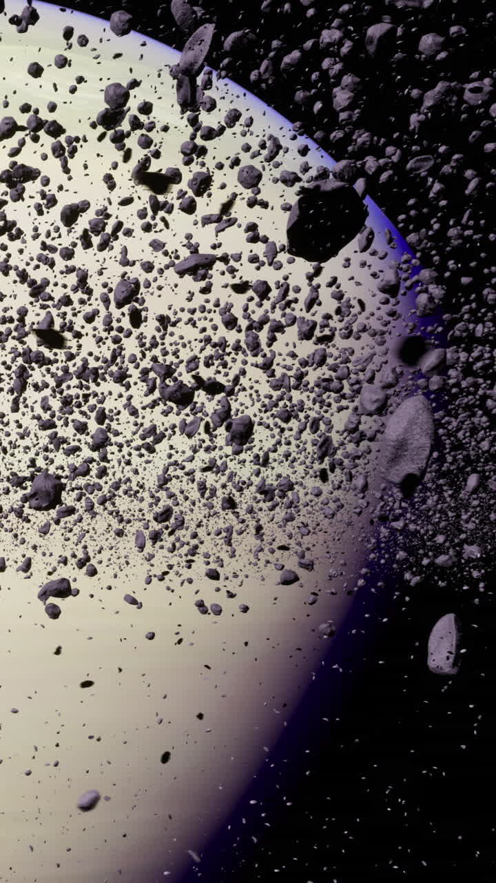 Vasto campo di asteroidi che fluttua nell'oscura distesa dello spazio al crepuscolo