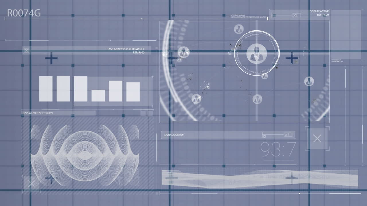 백색 배경에 데이터 처리 및 다이어그램의 애니메이션