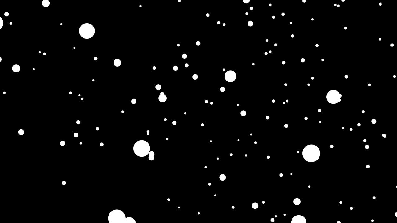 los puntos blancos abstractos son animaciones en movimiento aleatorias sobre un fondo negro.