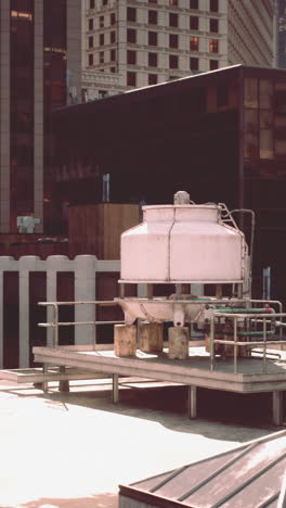 cooling tower on rooftop of skyscrapers in city