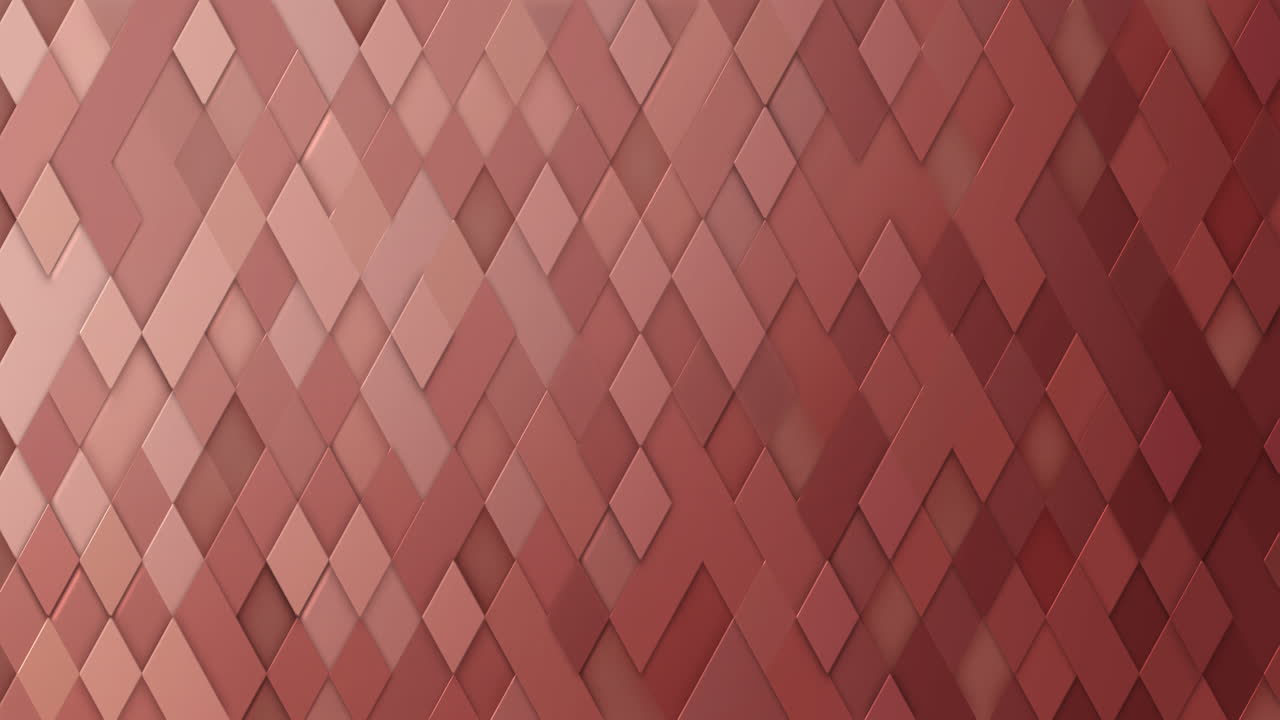 Animation rose gold abstract rhombus shape pattern. Luxury 3D geometric pattern background. Simple and minimal. Looped motion graphic.