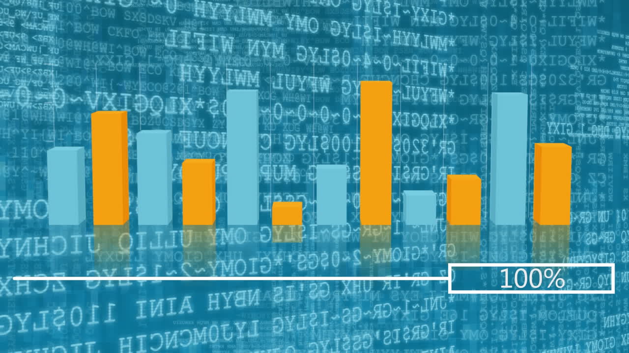 animación de la formación de gráficos con un número creciente en un marco sobre el procesamiento de datos