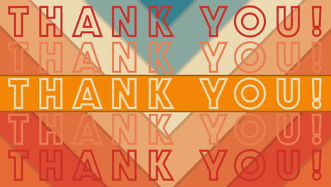 animation of thank you text banner against abstract gradient lines in seamless pattern