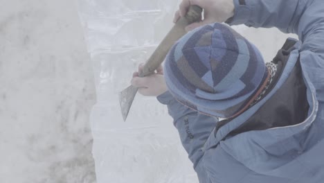 ice carving artist at work