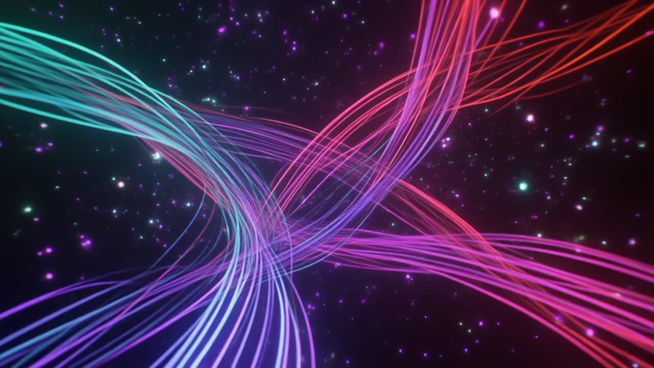 Vibrant Abstract Glowing Lines Flowing with Particles