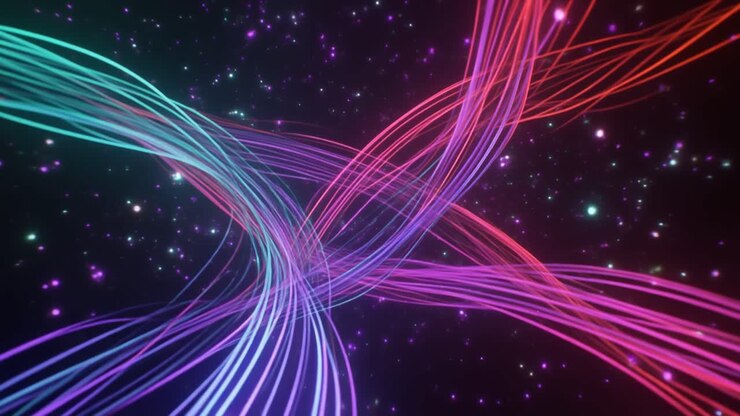 Vibrant Abstract Glowing Lines Flowing with Particles