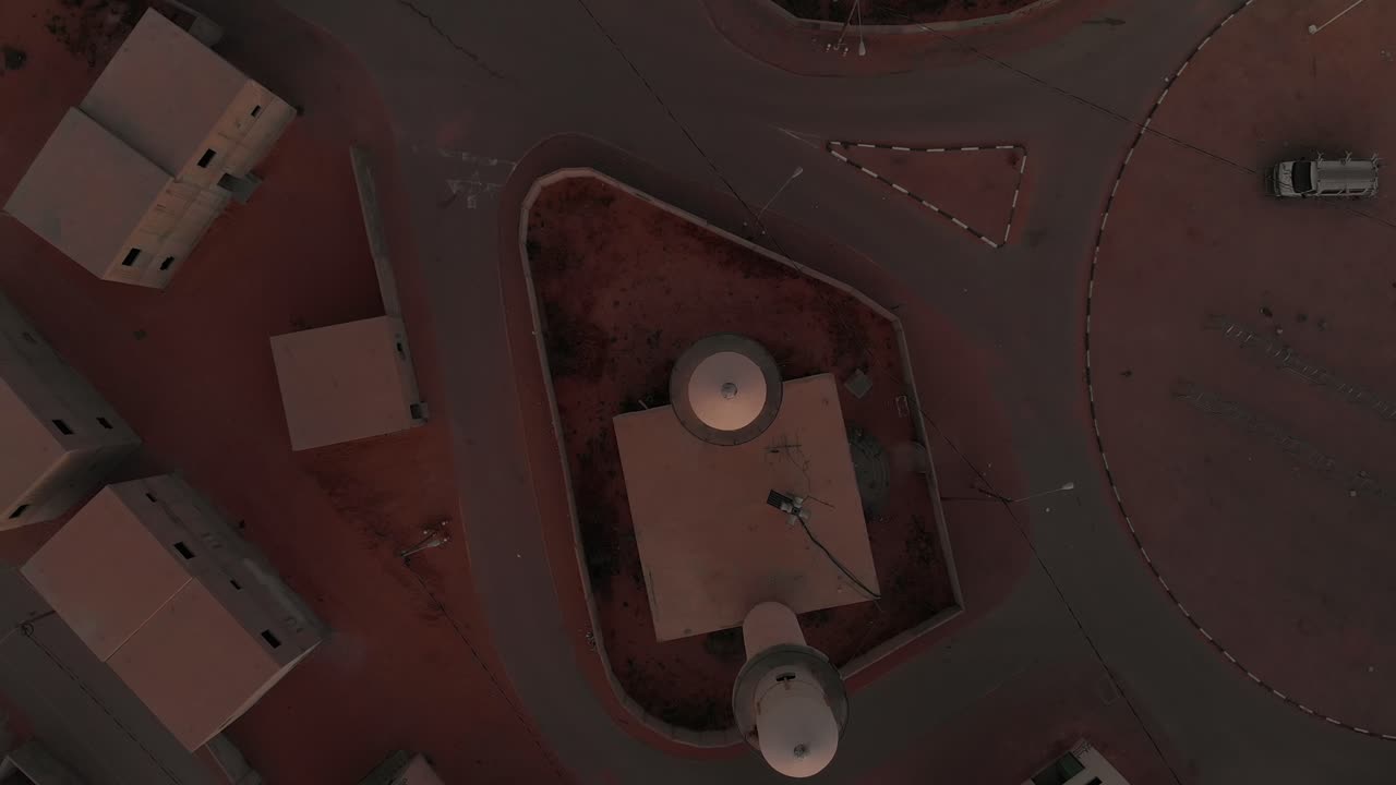 top view shot of old mosque in old empty palestine city near Gaza.