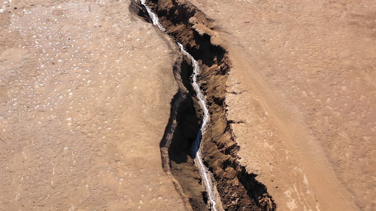 Jordan River Close to Dead sea, top down Drone view Israel